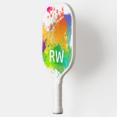Personalisierte Initialen Trendy farbenfrohe Maler Pickleball Schläger (Links)