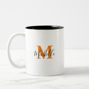 Personalisierte Initialen und Name Monogramm Zweifarbige Tasse