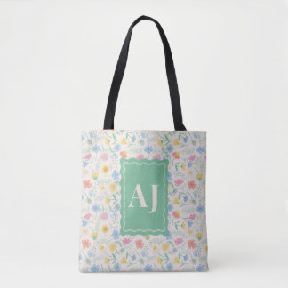 Personalisierte Initialen Wildblumen Blumen-Traget Tasche