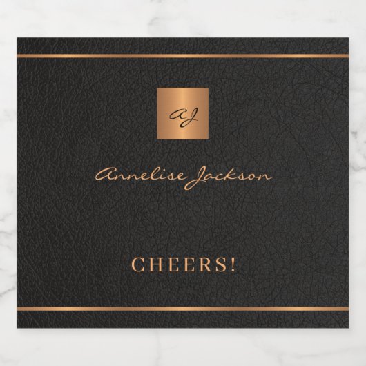 Personalisierte Initialname-Skript für Schwarzes G Alkoholflaschenetikett (Einzelnes Label)