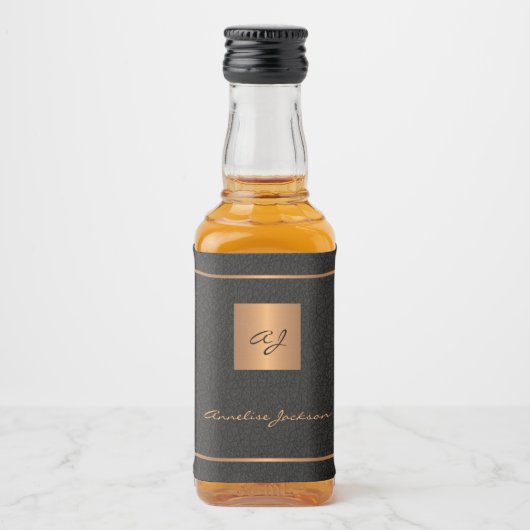 Personalisierte Initialname-Skript für Schwarzes G Alkoholflaschenetikett (Vorderseite)