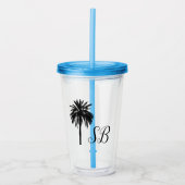Personalisierte Initials Palm Tree Beach Island Acryltrinkbecher (Vorderseite)