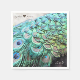 Personalisierte Initials Peacock Wedding Napkins Serviette