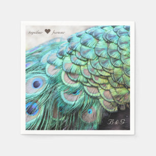 Personalisierte Initials Peacock Wedding Napkins Serviette