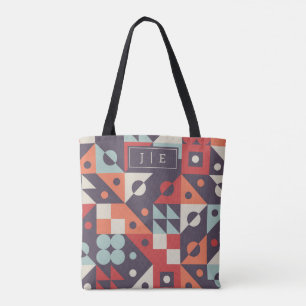 Personalisierte Initials Retro Geometrisches Muste Tasche
