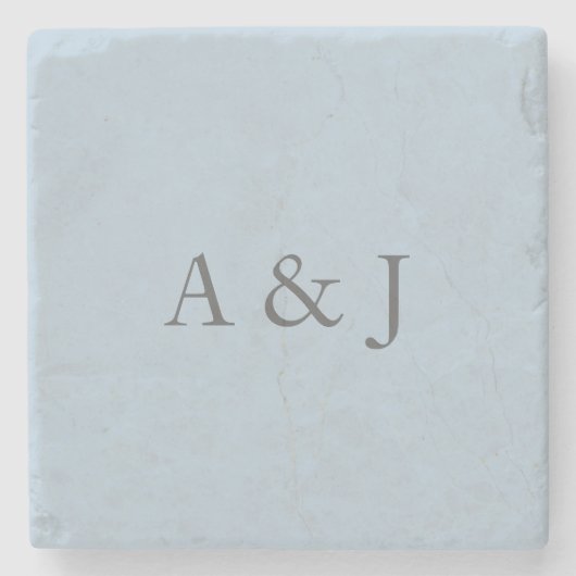 Personalisierte Initials Sky Blue Steinuntersetzer (Vorderseite)