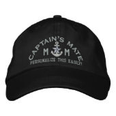 Personalisierte Initials Text Captain's Mate Silve Bestickte Kappe (Vorderseite)