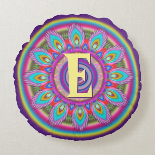 Personalisierte Initialzünder runden Kissen (Vorderseite)