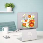 Personalisierte Insel Poppies und Schmetterling Vi Aufkleber (Laptop auf Schreibtisch)