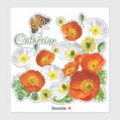Personalisierte Insel Poppies und Schmetterling Vi Aufkleber (Blatt)