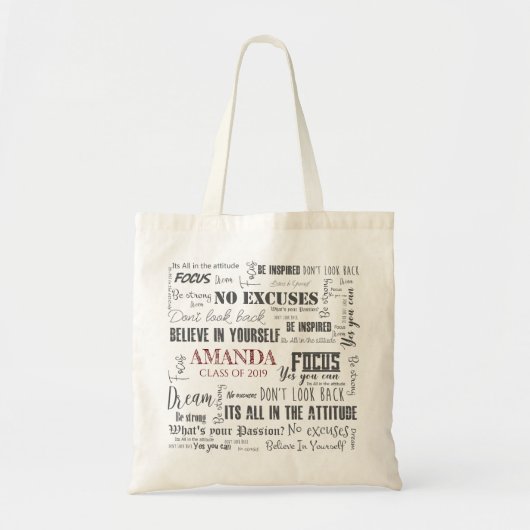 Personalisierte Inspiration Word Art Abschluss Tragetasche (Vorne)