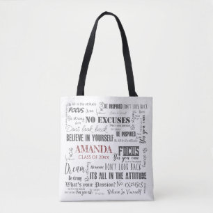 Personalisierte Inspirationswort-Kunst-Abschluss Tasche