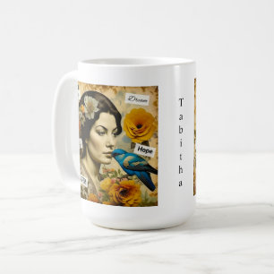 Personalisierte inspirierende Worte und Vintage-Da Kaffeetasse