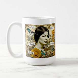 Personalisierte inspirierende Worte und Vintage-Fr Kaffeetasse