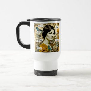 Personalisierte inspirierende Worte und Vintage-Fr Reisebecher