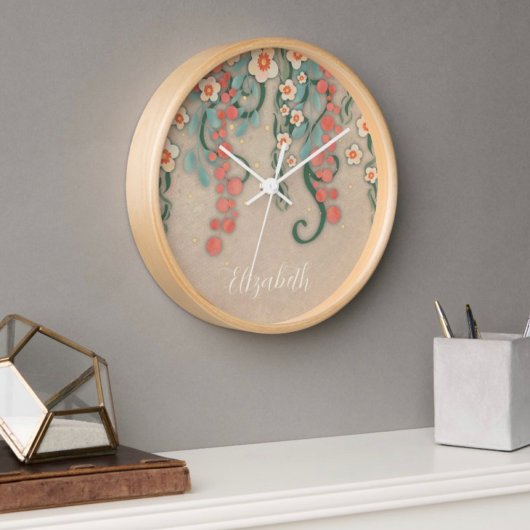 personalisierte Inspirivity Clock "Hanging Floral" Uhr
