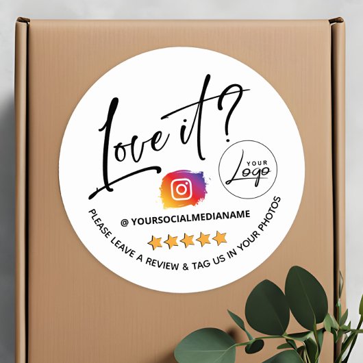 Personalisierte Instagram-Review-Verpackung Runder Aufkleber