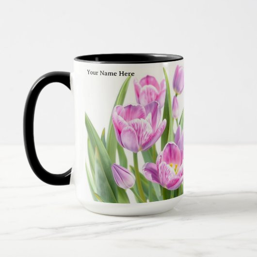 Personalisierte Internationale Frauentag-Blumenstr Tasse (Links)