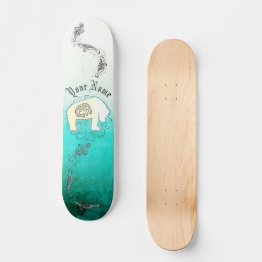Personalisierte Inuit-Siegel und Polar-Bär Skateboard (Vorderseite)