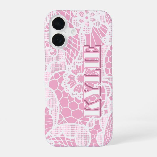 Personalisierte iPhone-Hülle mit rosa Spitzenblume iPhone 16 Hülle (Rückseite)