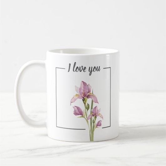 Personalisierte Iris-Tasse - Ich Liebe Sie & Zitat Kaffeetasse (Links)