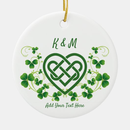 Personalisierte irische keltische Liebe Keramik Ornament (Vorne)