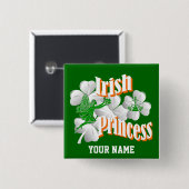 Personalisierte irische Prinzessin mit Fee Button (Vorne & Hinten)
