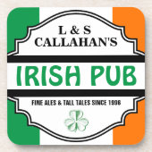 Personalisierte irische Pub-Taverne für Paare Untersetzer (Vorderseite)