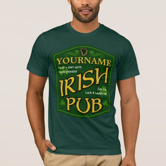Personalisierte irische Pub-Zeichen-T - Shirts (Vorderseite)