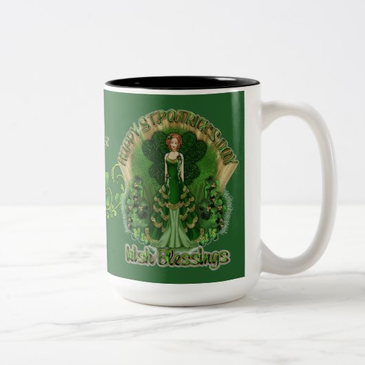 Personalisierte irische Segen St Patrick's Day Tas Zweifarbige Tasse (Rechts)