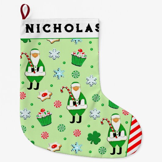 Personalisierte irische Weihnachtsgeschenke Großer Weihnachtsstrumpf (Vorderseite)