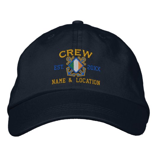 Personalisierte Irish Flag Crew Nautical Embroider Bestickte Kappe (Vorderseite)