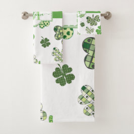 Personalisierte Irish Green Clover St Patrick's Badhandtuch Set