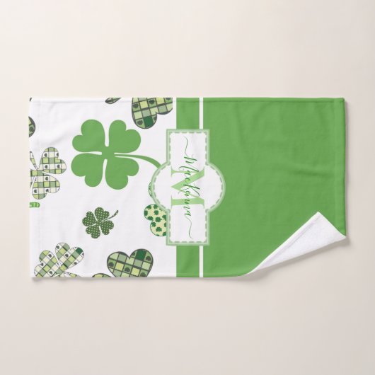Personalisierte Irish Green Clover St Patrick's Badhandtuch Set (Handtuch)