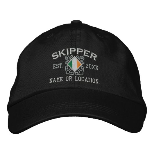 Personalisierte Irish Skipper Nautical Embroidery Bestickte Kappe (Vorderseite)