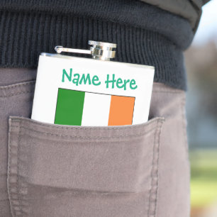 Personalisierte Irland-Flagge-Erbe-Vinylfolie Flachmann