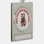 Personalisierte Ironcat-Reindeer-Spiele Banner-Ornament Silber (Rechts)