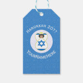 Personalisierte israelische Angel-Hanukka-Fahne Geschenkanhänger (Vorderseite)