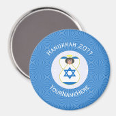 Personalisierte israelische Angel-Hanukka-Fahne Magnet (Vorderseite/Rückseite)