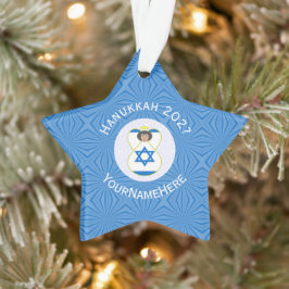 Personalisierte israelische Angel-Hanukka-Fahne Ornament