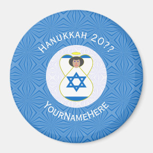 Personalisierte israelische Engel-Hanukkah-Flagge Magnet
