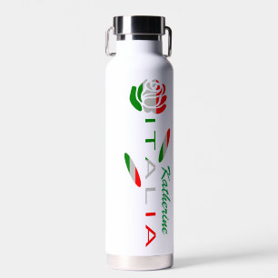 Personalisierte Italienflagge Rosa Trinkflasche