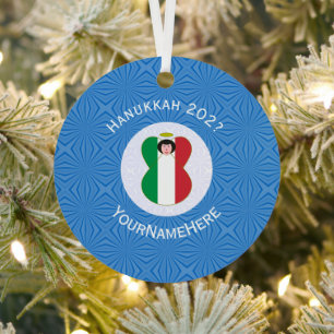 Personalisierte italienische Engel-Flagge Chanukka Ornament Aus Metall