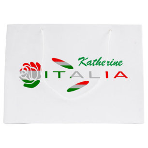 Personalisierte italienische Flagge Rosa Große Geschenktüte