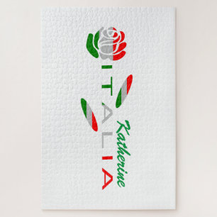 Personalisierte italienische Flagge Rosa Puzzle