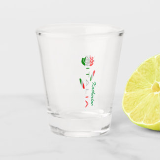Personalisierte italienische Flagge Rosa Schnapsglas