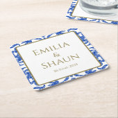 Personalisierte italienische Untersetzer in Blau u (angewinkelt)