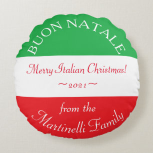 Personalisierte italienische Weihnachtsbühne Nata Rundes Kissen