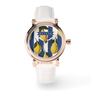 Personalisierte italienische Zitronenstreifen-Küst Armbanduhr