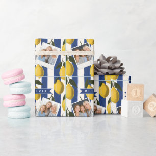 Personalisierte italienische Zitronenstreifen-Küst Geschenkpapier